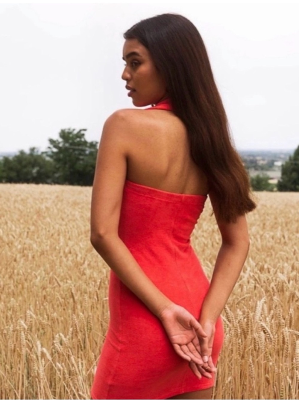 Sleeveless Coral Button-Front Mini Dress with Collar - Picture 2 of 3